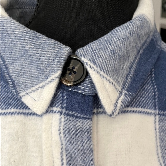 Steve Madden Blue and White Plaid Button Down Shirt - Picture 2 of 11
